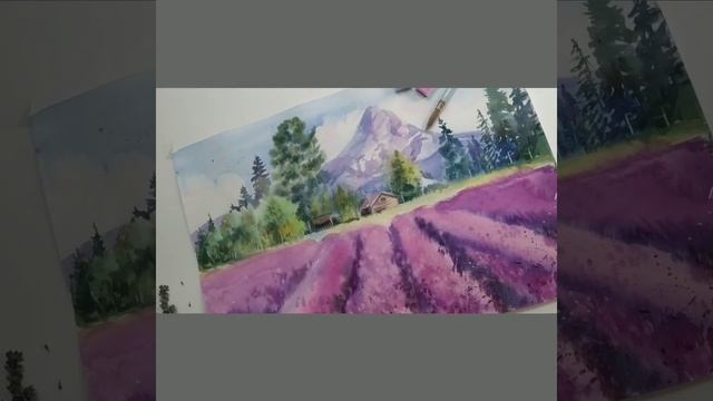 Лавандовое поле. "Акварель по-мокрому" смотреть онлайн