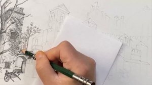 Medieval Village in 2 point Perspective Drawing