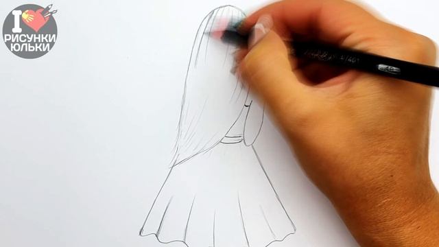 Как нарисовать Девушку в летнем платье - скетч девушки карандашом. Рисунки Юльки девушки.