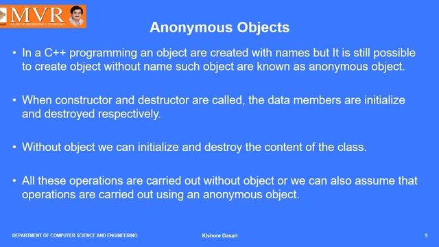 CSE 21 OOP THROUGH C++ CLASS 11 |function overloading, anonymous object and class| MVR смотреть онлайн