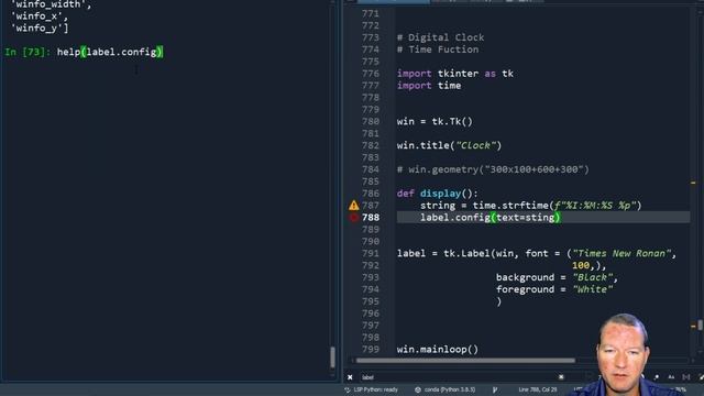 Python Basics Tutorial Time Function with Label Config and After Method || Digital Clock Series