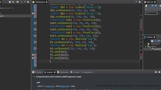 Coding Example of GUI (button, labels and text fields) Urdu