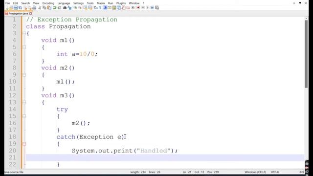 #java #exceptionhandling #javaprogramming #faq  Exception Propagation/Chaining in Java