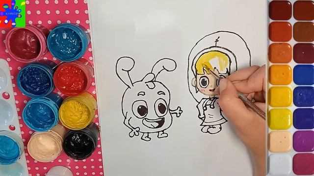 Мила и ее питомец Морфл из мультика Морфл. Раскраска для детей смотреть онлайн