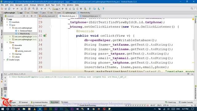 Create Registration and Login Form in Android Studio using SQLite Database[With Source Code][Part-2