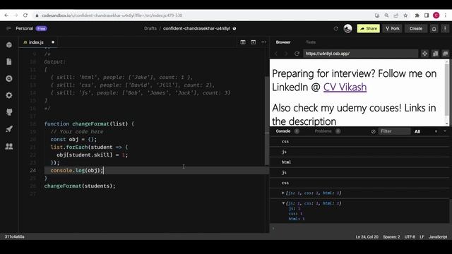 JavaScript interview question | Logical and problem solving question