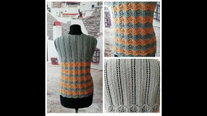 Кофточка из пряжи Ализе котон голд. Вязание спинки изделия.