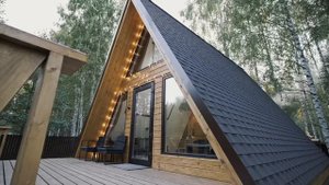 Видеообзор Дома в стиле Aframe 6 x 8 с открытой террасой StroyWood