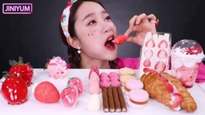 ?ASMR Strawberry tanghulu dessert Mukbang?_ JINI YUM