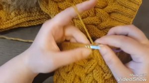 Красивый комплект спицами! Часть 3. Шапка с узором из кос. Коса из 12 петель. Hat. Knitting.