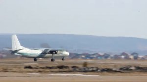 27.03.14. Взлет АН-24 а/к Ангара в аэропорту Иркутска.