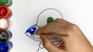 Lets learn to draw ufo and coloring for kids / Рисуем картинку инопланетянина для детей