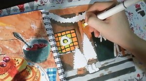 Рисуем новогодний уютный домик маркерами