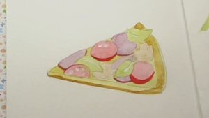 Как прост нарисовать пиццу акварелью. Скетч