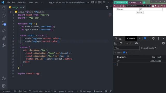 React Interview Questions - Uncontrolled v/s Controlled Components