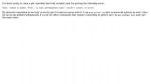 Unix & Linux: Unable to access GitHub; Couldn't connect to server