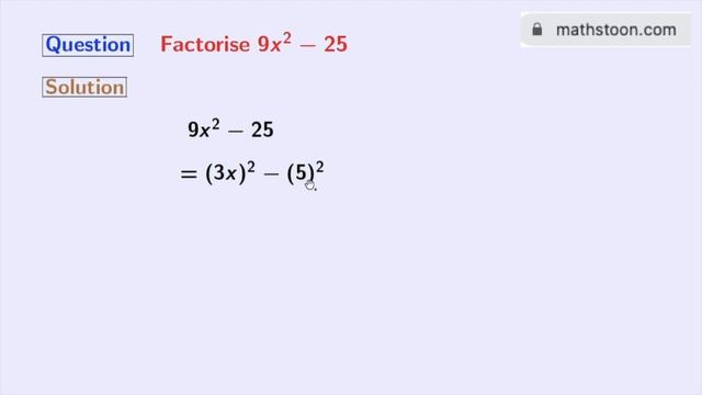 Factorise 9x^2-25 || Factor 9x2-25