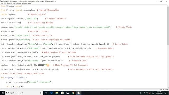 Login Form In Python With Database, Form Creation In Python Tkinter, Database Connectivity In Pytho
