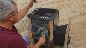 Печь для бани из нержавеющей стали В каменной облицовке