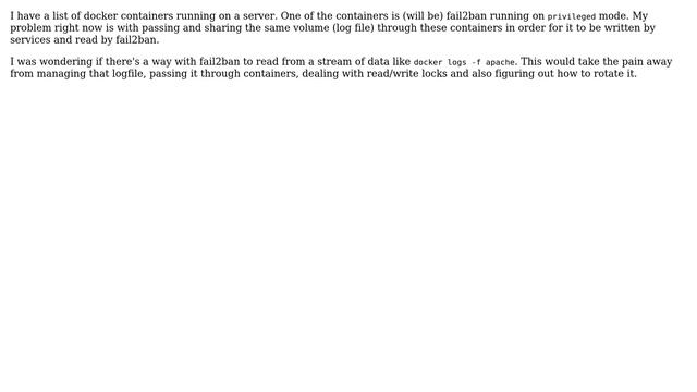 Fail2ban reading logs from the syslog/process/stdout of other task смотреть онлайн