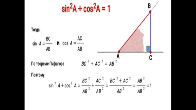 Основные тригонометрические тождества. Геометрия 8 класс смотреть онлайн