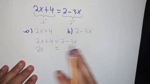 Seja a equação do 1º grau 2x + 4 = 2 – 3x, responda: a) Qual o primeiro membro desta equação?