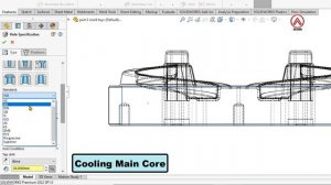 Mold Design in SOLIDWORKS - Runner Gate, Eject and Cooling System 2/4