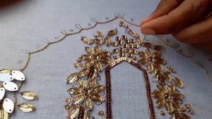 goldan beads work- baby girls nick design - Gale Ki Kadhai Ke Design - Beaded embroidery flowers