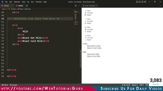 ? 3. HTML class for beginners in Hindi - ol, ul dl and some basic elements #htmlcsstutorial