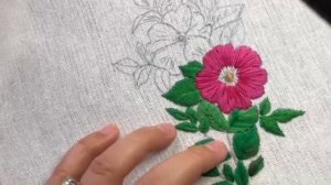 TOWEL WITH PINK CLEMATIS FLOWER HAND EMBROIDERY DESIGN | HOW TO DRAW FLOWERS 🤔