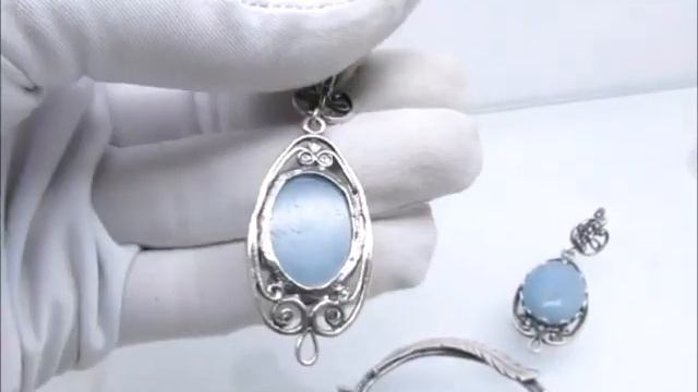 Гарнитур серьги и кольцо с натуральным аквамарином ювелирная бижутерия гипоаллергенно качество 2523