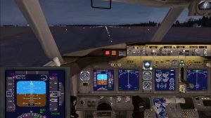 Взлёт самолёта из кабины пилота Боинг 737 800