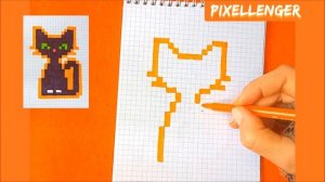 Как нарисовать Кота Хэллоуин по клеточкам Простые рисунки How to Draw Cat Halloween Pixel Art