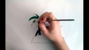 Как нарисовать остров и пальмы - How to draw an island and palm trees