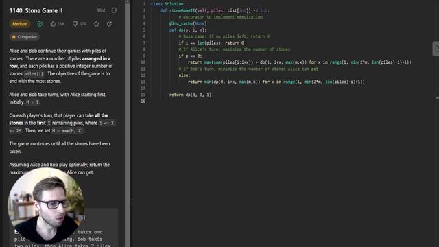 Python Tutorial: Solving Stone Game II Problem from LeetCode with Dynamic Programming | 1140