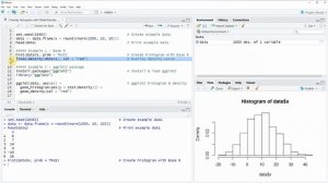 Overlay Histogram with Fitted Density Curve in Base R & ggplot2 Package (2 Examples) | Kernel & his