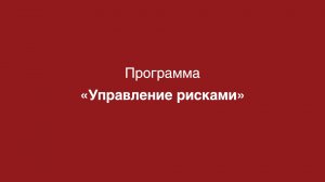 Программа «Управление рисками»