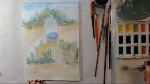 Скетч акварелью и тушью "Садовая калитка" (месяц акварельных скетчей на канале:)