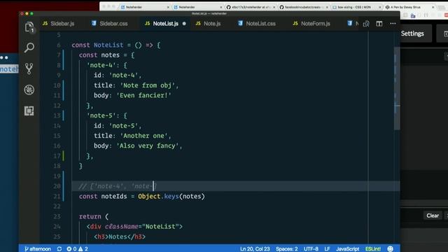 Day 6 - Part 13: Render Notes from an object (Object.keys()) - XTBC 2017 Session 3