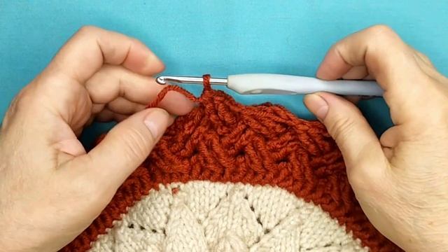 Коврик. Спицы + крючок. 31 - 41 ряды. смотреть онлайн