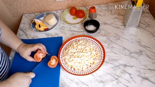 Как Приготовить Крабовый Салат.Крабовый Салат с Помидорами.Крабовый Салат за 5 Минут.Сыр Чеддер