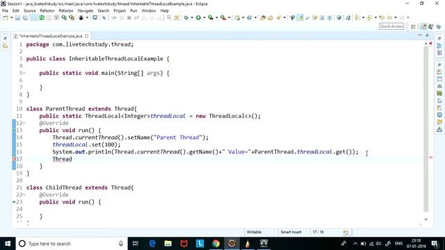ThreadLocal In Java InheritableThreadLocal смотреть онлайн