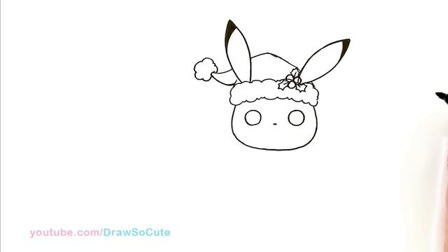 How to Draw Christmas Pikachu Easy _ Pokemon. Как нарисовать Рождественского покемона Пикачу.