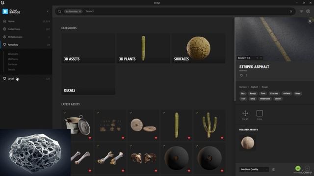 13 Поиск ассетов из Quixel Megascans с помощью Quixel Bridge и добавлени их в Unreal Engine