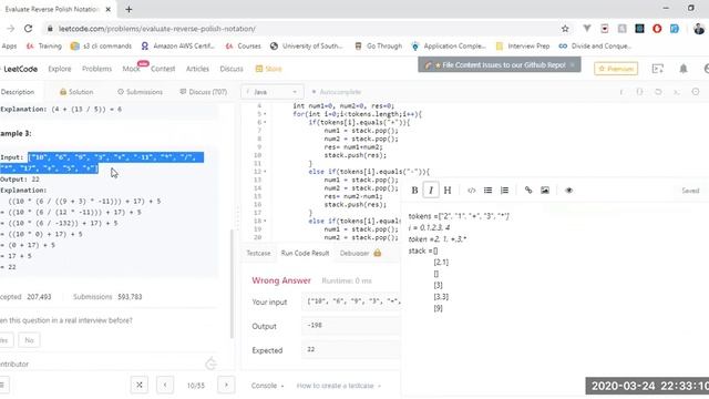 LeedCode question 150. Evaluate Reverse Polish Notation смотреть онлайн