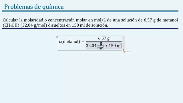 𝐇𝐚𝐥𝐥𝐚𝐫 la 𝐌𝐎𝐋𝐀𝐑𝐈𝐃𝐀𝐃 de 6.57 𝐠 de 𝐂𝐇𝟑𝐎𝐇 disueltos en 150 𝐦𝐥 de solución смотреть онлайн