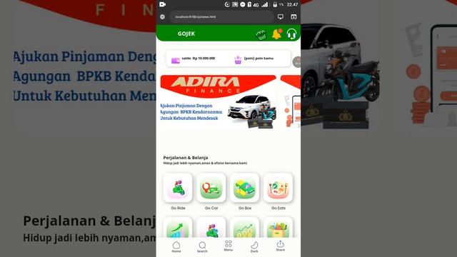 Html Css Js Tampilan Aplikasi Ojek Online Mirip Gojek