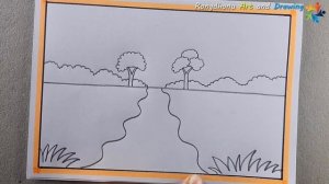 How to draw Village River Scenery