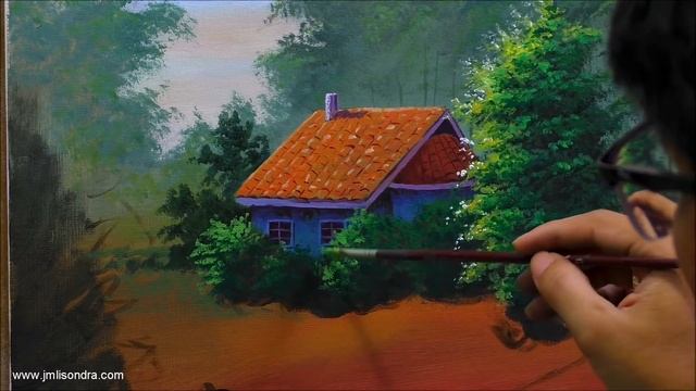 Acrylic Landscape Painting in Time-lapse / House Garden / JMLisondra смотреть онлайн
