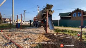 Установка откатных ворот на фундамент с обшивкой профнастилом